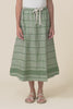 Lume Green Check Linen Maxi Skirt,Video