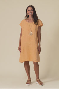 Sahara Peach Linen Pocket Dress,Video