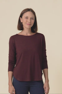 Adele Wine Long Sleeve Bamboo Tee