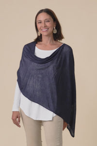 Carrie Navy Cashmere Bamboo Poncho,Video