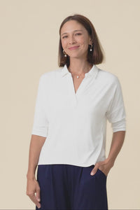 Khan Cream Collared Polo Top,Video