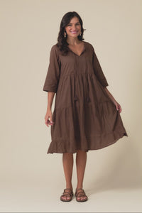 Milana Chocolate Crinkle Cotton Dress,Video