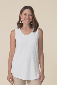 White Cotton Scoop Tank,video
