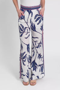 Eudora Palm Shadow Linen Blend Pants,Video