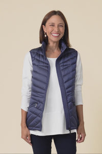 Maryclaire Navy Down Puffer Vest,Video