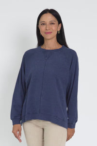 Flossie Navy Cotton Sweatshirt,Video