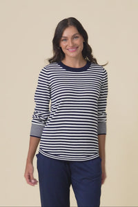 Colorado Navy Stripe Knit Top,Video