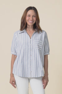 Maris Blue Stripe Cotton Blend Shirt,video