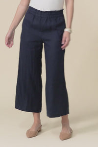 Mika Navy Linen Pocket Pants,Video