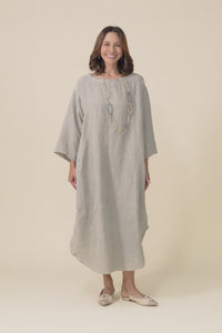 Malik Natural Linen Frayed Dress,Video