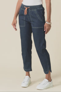 Orbe Indigo Denim Drawstring Jeans,Video