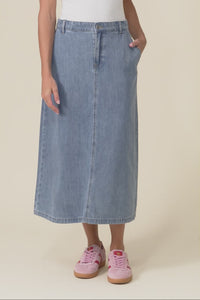 Tilda Blue Denim Midi Skirt