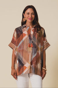 Kairi Brown Abstract Cotton Top,Video