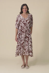 Adwin Chocolate Palm Pocket Dress,video