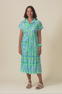 Anali Blue Abstract Cotton Shirt Dress,Video