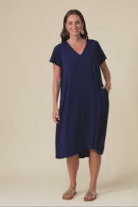 Tiffany Navy Bamboo Tee Dress,Video