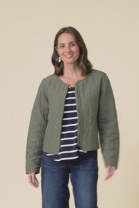 Whittaker Sage Quilted Linen Blend Jacket,Video