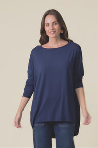 Anakin Navy Hi Lo Bamboo Top,Video