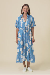 Leigh Blue Leaf Tie Dress,Video