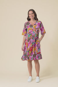 Mila Fuchsia Garden Crinkle Cotton Dress,Video