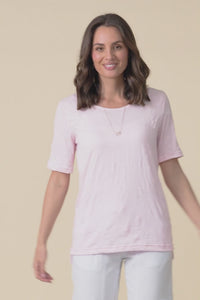 Travel No-Iron Pink Scoop Neck Top,video