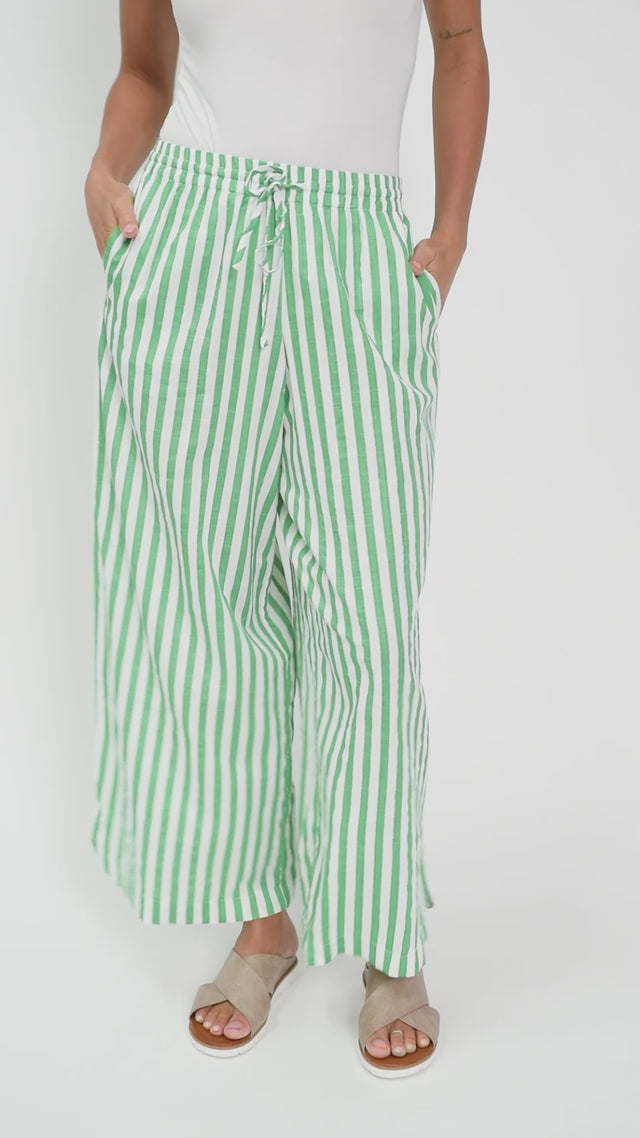 Yuri Green Stripe Cotton Blend Pants thumbnail 2