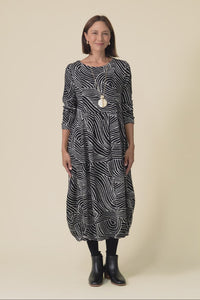 Achia Black Stripe Cotton Knit Dress,Video