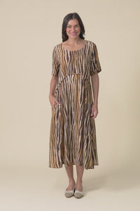 Zaelia Tan Zebra Crescent Dress,video