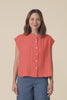 April Orange Stripe Linen Button Top,Video
