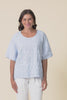 Odia Blue Abstract Linen Embroidered Top,Video