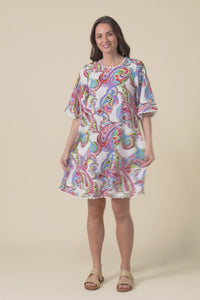 Cortina White Paisley Cotton Dress,video