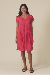Sabina Cherry Crinkle Cotton Dress,Video