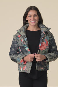 Simona Pink Flower Puffer Jacket,Video