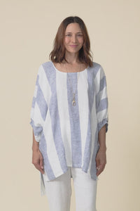 Nassau Steel Stripe Linen Top,video