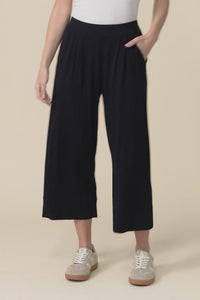 Rhodes Black Bamboo Wide Leg Pants,Video