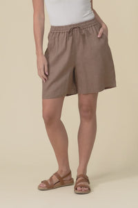 Nirah Mocha Linen Pocket Shorts,Video