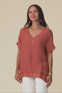 Alison Rust Layered Button Top,Video