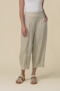 Lassie Beige Linen Barrel Pants,Video