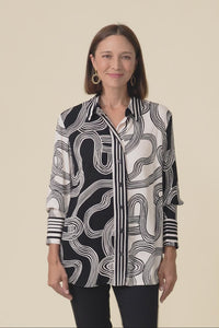 Lucy Black Contrast Collared Shirt,Video