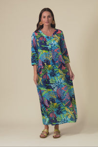 Apia Blue Jungle Cotton Maxi Dress,Video