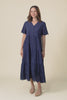 Lilith Navy Embroidered Cotton Dress,video