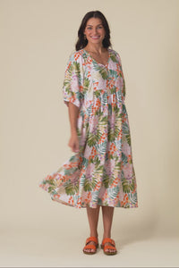 Troyanne Pink Jungle Midi Dress,Video