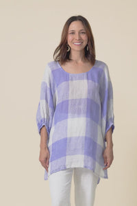 Nassau Blue Check Linen Top,video