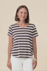 Janis Brown Stripe Bamboo Tee