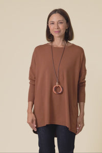 Meryl Chocolate Wool Blend Drape Jumper,Video