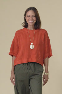 Luela Orange Half Sleeve Knit Jumper,Video
