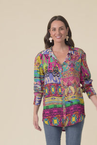 Galatea Pink Mosaic Button Shirt,Video