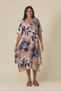 Nala Beige Flower Layers Dress,Video