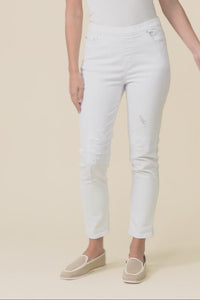 Zadie Distressed White Stretch Jeans,Video
