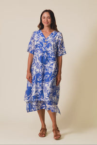 Nala Blue Abstract Layers Dress,Video